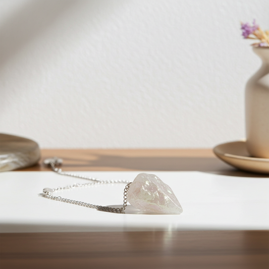 pendolino quarzo aura chiaro grezzo