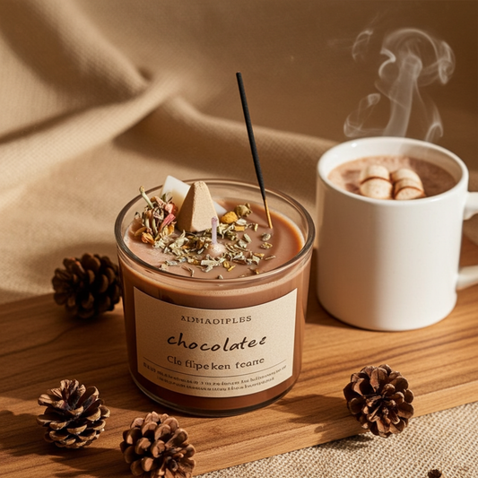 Candela artigianale al cioccolato con erbe sacre