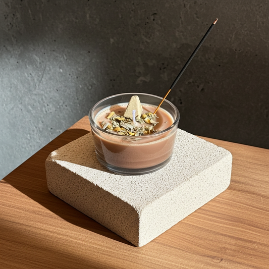 Candela artigianale al cioccolato con erbe sacre