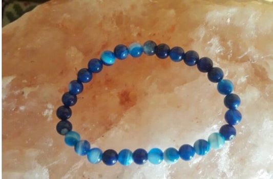 bracciale 6mm agata blu